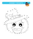 Connect the dots and color. Cute pumpkin. Cartoon vector Illustration of educational game.